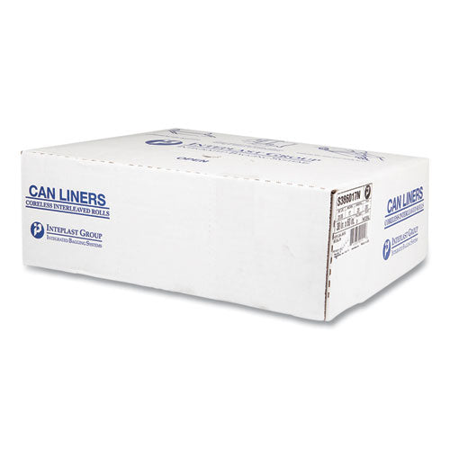 Image of Inteplast Group High-Density Commercial Can Liners, 60 gal, 17 mic, 38" x 60", Clear, Interleaved Roll, 25 Bags/Roll, 8 Rolls/Carton