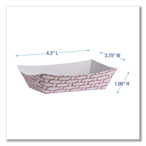 Image of Boardwalk® Paper Food Baskets, 6 oz Capacity, 3.78 x 4.3 x 1.08, Red/White, 1,000/Carton