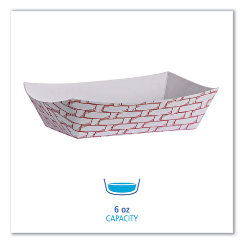 Image of Boardwalk® Paper Food Baskets, 6 oz Capacity, 3.78 x 4.3 x 1.08, Red/White, 1,000/Carton