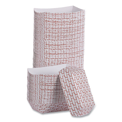 Image of Boardwalk® Paper Food Baskets, 6 oz Capacity, 3.78 x 4.3 x 1.08, Red/White, 1,000/Carton