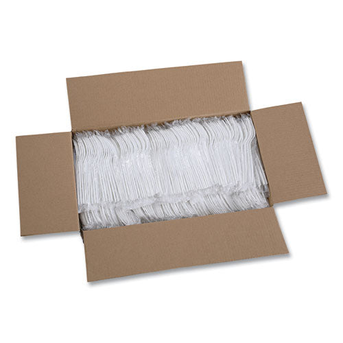 Image of Boardwalk® Heavyweight Wrapped Polypropylene Cutlery, Fork, Plastic, White, 1,000/Carton