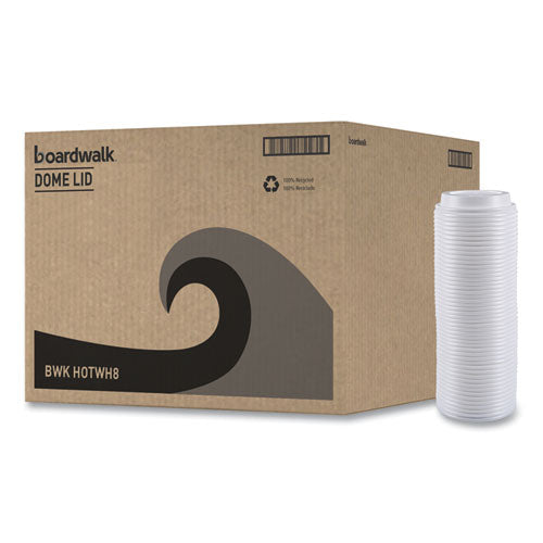 Image of Boardwalk® Hot Cup Lids, Fits 8 oz Hot Cups, Plastic, White, 50/Sleeve, 20 Sleeves/Carton