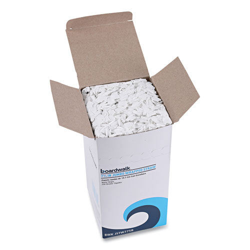 Image of Boardwalk® Wrapped Jumbo Straws, 7.75", Polypropylene, Black, 250/pack, 50 Packs/carton