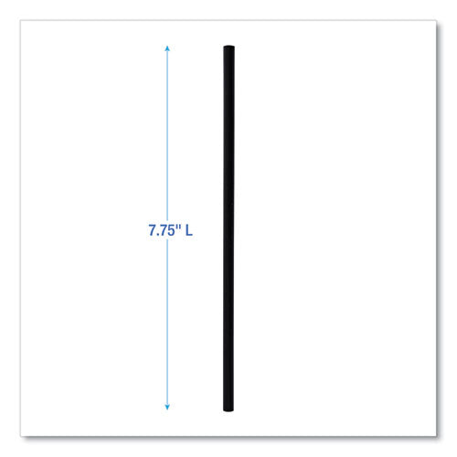 Image of Boardwalk® Wrapped Jumbo Straws, 7.75", Polypropylene, Black, 250/pack, 50 Packs/carton