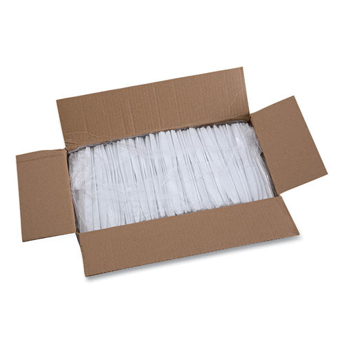 Image of Boardwalk® Heavyweight Polystyrene Cutlery, Knife, Plastic, White, 1,000/Carton