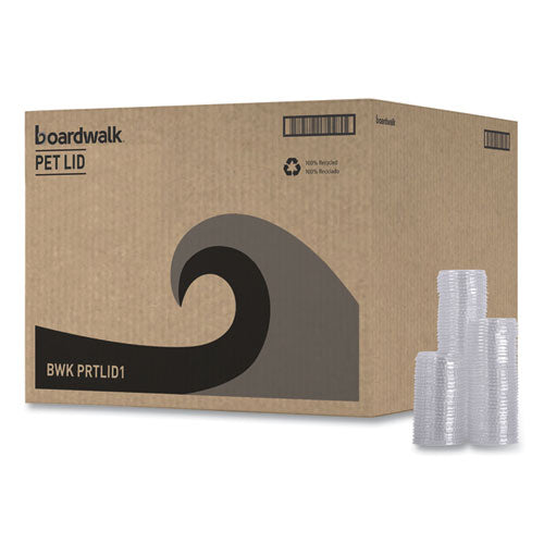 Image of Boardwalk® Souffle/Portion Cup Lids, Fits 1 oz Portion Cups, Plastic, Clear, 2,500/Carton