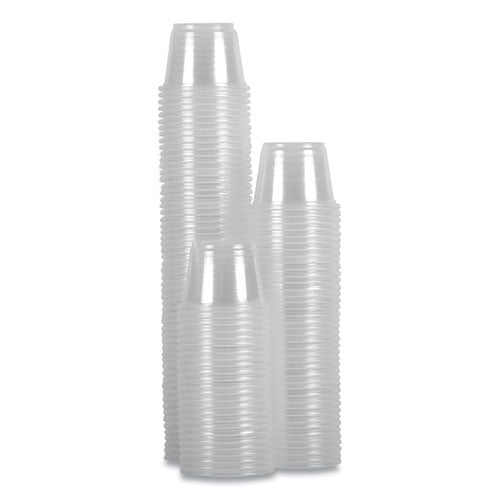Image of Boardwalk® Souffle/Portion Cups, 1 oz, Plastic, Clear, 125/Sleeves, 20 Sleeves/Carton