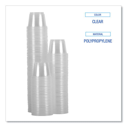 Image of Boardwalk® Souffle/Portion Cups, 1 oz, Plastic, Clear, 125/Sleeves, 20 Sleeves/Carton