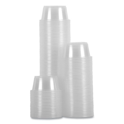 Image of Boardwalk® Souffle/Portion Cups, 2 oz, Plastic, Clear, 125/Sleeve, 20 Sleeves/Carton