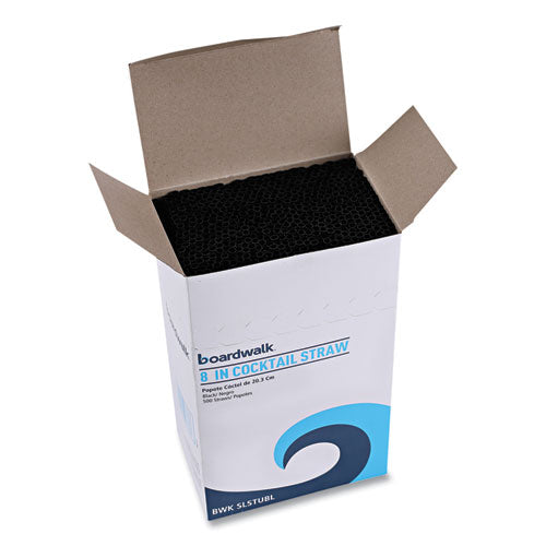 Image of Boardwalk® Cocktail Straws, 8", Polypropylene, Black, 500/Pack, 10 Packs/Carton