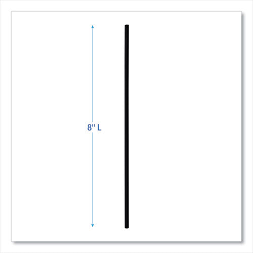 Image of Boardwalk® Cocktail Straws, 8", Polypropylene, Black, 500/Pack, 10 Packs/Carton