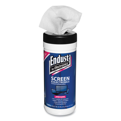Image of Endust® Antistatic Cleaning Wipes, Premoistened, 5 x 7, Clean Scent, White, 70/Canister
