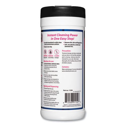 Image of Endust® Antistatic Cleaning Wipes, Premoistened, 5 x 7, Clean Scent, White, 70/Canister