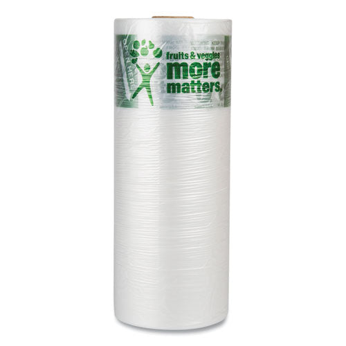 Image of Inteplast Group Produce Bags, Fruits and Veggies - More Matters Labeling, 0.35 mil, 12" x 20", Clear, 875 Bags/Roll, 4 Rolls/Carton