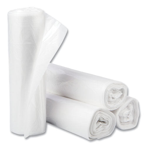 Image of Inteplast Group High-Density Commercial Can Liners, 30 gal, 10 mic, 30" x 37", Clear, Interleaved Roll, 25 Bags/Roll, 20 Rolls/Carton