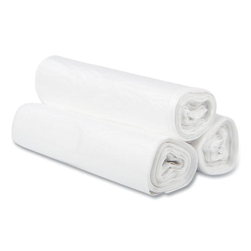 Image of Inteplast Group High-Density Commercial Can Liners, 30 gal, 10 mic, 30" x 37", Clear, Interleaved Roll, 25 Bags/Roll, 20 Rolls/Carton