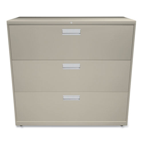 Image of HON® Brigade 600 Series Lateral File, 3 Legal/letter-Size File Drawers, Putty, 42" X 18" X 39.13"