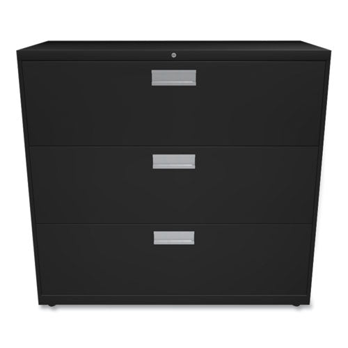 Image of HON® Brigade 600 Series Lateral File, 3 Legal/letter-Size File Drawers, Black, 42" X 18" X 39.13"