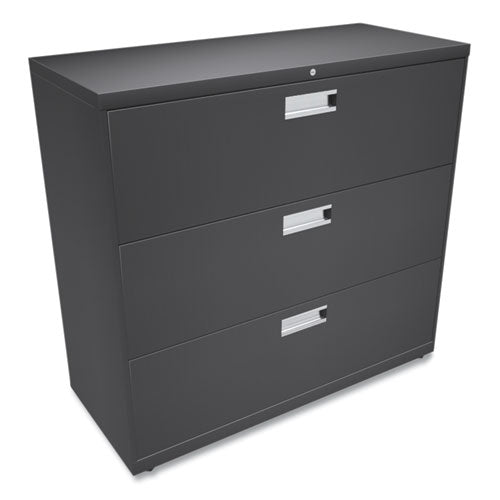 Image of HON® Brigade 600 Series Lateral File, 3 Legal/letter-Size File Drawers, Charcoal, 42" X 18" X 39.13"