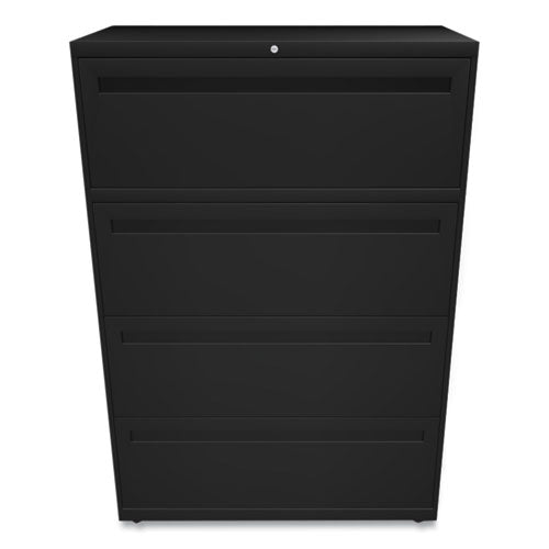 Image of HON® Brigade 700 Series Lateral File, 4 Legal/letter-Size File Drawers, Black, 36" X 18" X 52.5"