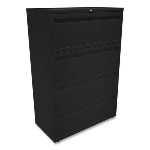 Image of HON® Brigade 700 Series Lateral File, 4 Legal/letter-Size File Drawers, Black, 36" X 18" X 52.5"