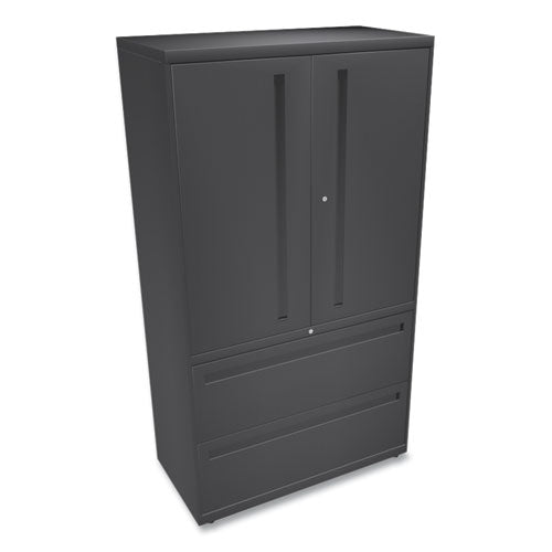 Image of HON® Brigade 700 Series Lateral File, Three-Shelf Enclosed Storage, 2 Legal/letter-Size File Drawers, Charcoal, 36" X 18" X 64.25"