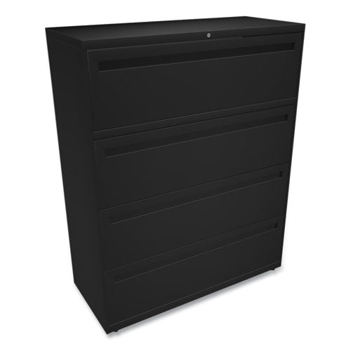 Image of HON® Brigade 700 Series Lateral File, 4 Legal/letter-Size File Drawers, Black, 42" X 18" X 52.5"
