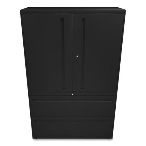 Image of HON® Brigade 700 Series Lateral File, Three-Shelf Enclosed Storage, 2 Legal/letter-Size File Drawers, Black, 42" X 18" X 64.25"