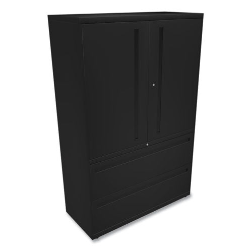 Image of HON® Brigade 700 Series Lateral File, Three-Shelf Enclosed Storage, 2 Legal/letter-Size File Drawers, Black, 42" X 18" X 64.25"