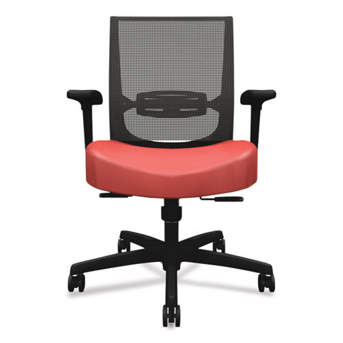 Image of HON® Convergence Mid-Back Task Chair, Synchro-Tilt And Seat Glide, Supports Up To 275 Lb, Red Seat, Black Back/base