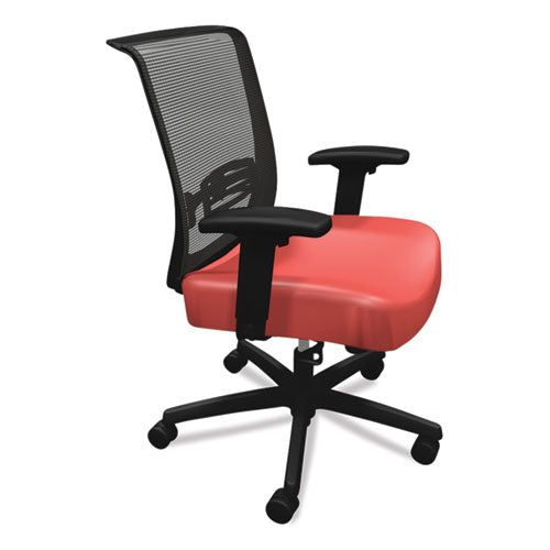 Image of HON® Convergence Mid-Back Task Chair, Swivel-Tilt, Supports Up To 275 Lb, 16.5" To 21" Seat Height, Red Seat, Black Back/base