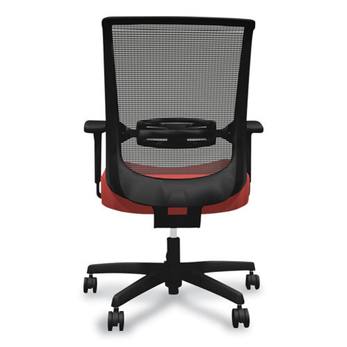 Image of HON® Convergence Mid-Back Task Chair, Swivel-Tilt, Supports Up To 275 Lb, 16.5" To 21" Seat Height, Red Seat, Black Back/base