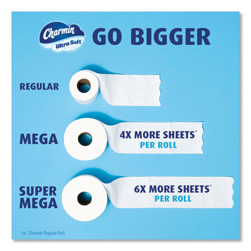 Image of Charmin® Ultra Soft Bathroom Tissue, Mega Roll, Septic Safe, 2-Ply, White, 224 Sheets/Roll, 4 Rolls/Pack, 8 Packs/Carton