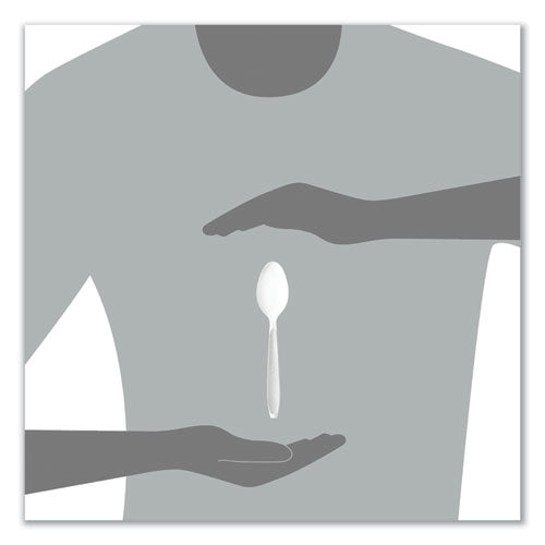 Image of SOLO® Impress Heavyweight Full-Length Polystyrene Cutlery, Spoon, Plastic, White, 100/Box, 10 Boxes/Carton