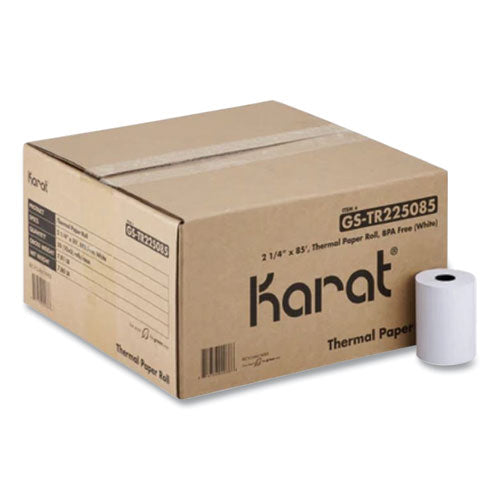 Image of Karat® Thermal Paper Rolls, 2.25" x 85 ft, White, 50 Rolls/Carton