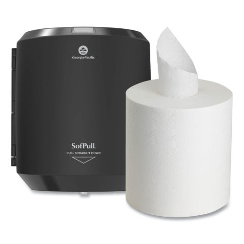 Image of Georgia Pacific® Professional SofPull CenterPull Hand Towel Dispenser, 9.63 x 8.88 x 10.94, Black