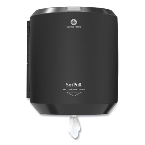 Image of Georgia Pacific® Professional SofPull CenterPull Hand Towel Dispenser, 9.63 x 8.88 x 10.94, Black