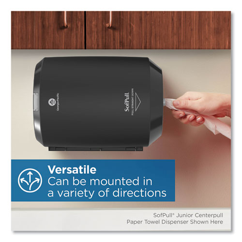 Image of Georgia Pacific® Professional SofPull CenterPull Hand Towel Dispenser, 9.63 x 8.88 x 10.94, Black