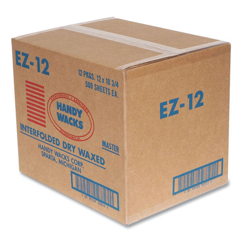 Image of Handy Wacks Interfolded Dry Waxed Paper Deli Sheets, 10.75 x 12, 500/Box, 12 Boxes/Carton