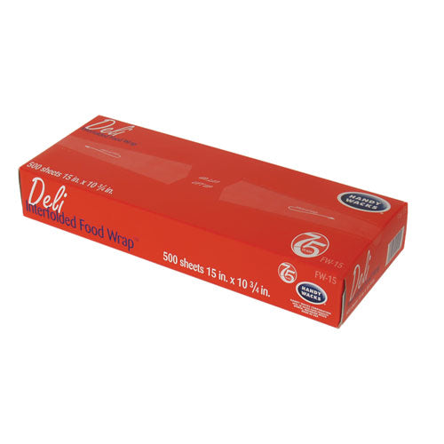 Image of Handy Wacks Interfolded Food Wrap Deli Sheets, 10.75 x 15, 500/Box, 12 Boxes/Carton