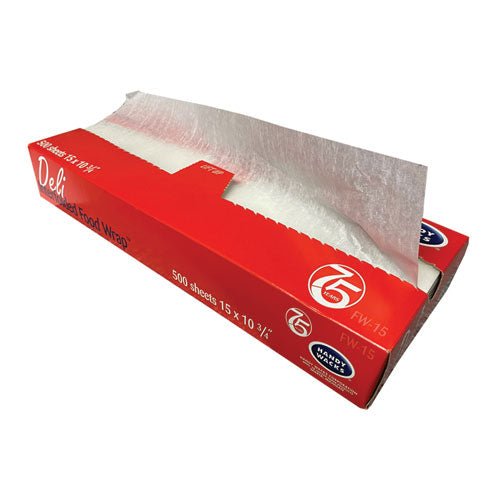 Image of Handy Wacks Interfolded Food Wrap Deli Sheets, 10.75 x 15, 500/Box, 12 Boxes/Carton