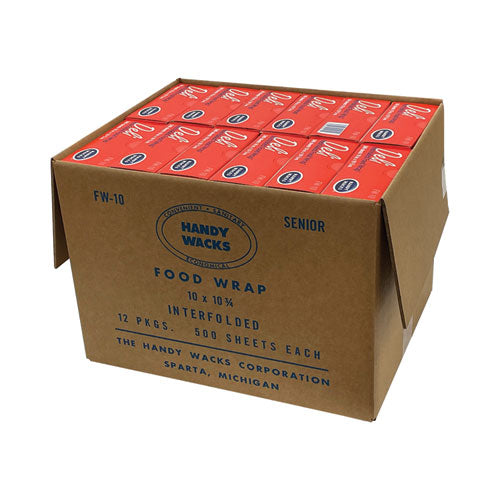 Image of Handy Wacks Interfolded Food Wrap Deli Sheets, 10.75 x 10, 500/Box, 12 Boxes/Carton
