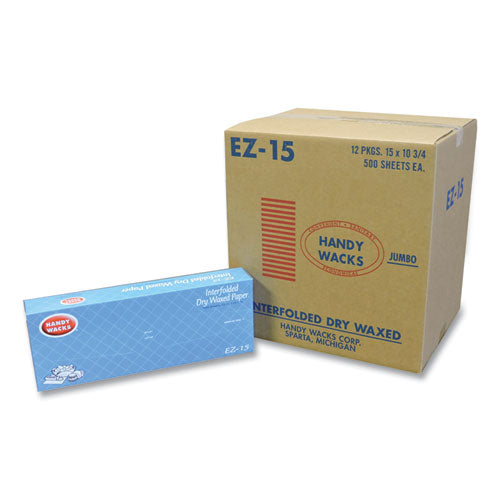 Image of Handy Wacks Interfolded Dry Waxed Paper Deli Sheets, 10.75 x 15, 500/Box, 12 Boxes/Carton