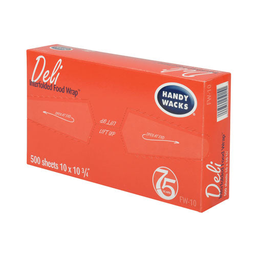 Image of Handy Wacks Interfolded Food Wrap Deli Sheets, 10.75 x 10, 500/Box, 12 Boxes/Carton