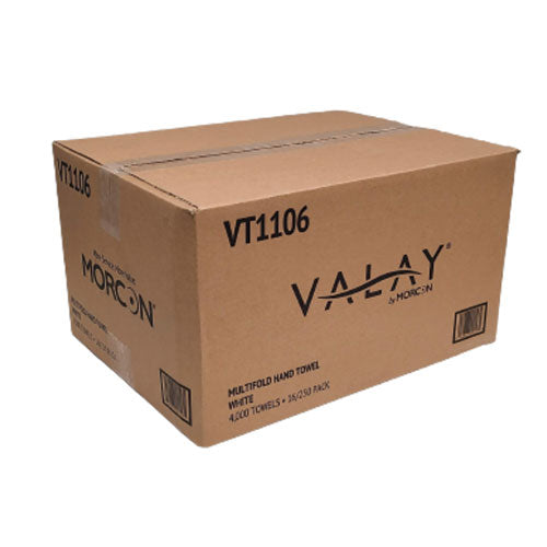 Image of Morcon Tissue Valay Multi-Fold Towels, 1-Ply, 9.05 x 9.25, White, 250/Pack, 16 Packs/Carton