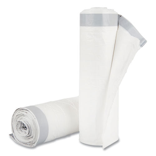 Image of Inteplast Group Draw-Tuff Institutional Draw-Tape Can Liners, Drawstring, 55 gal, 1.9 mil, 42.5" x 35.5", Natural, 10 Bags/Roll, 5 Rolls/CT
