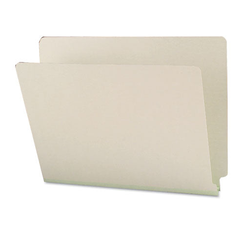 Image of Smead Extra-Heavy Recycled Pressboard End Tab Folders, Straight Tabs, Letter Size, 1" Expansion, Gray-Green, 25/Box