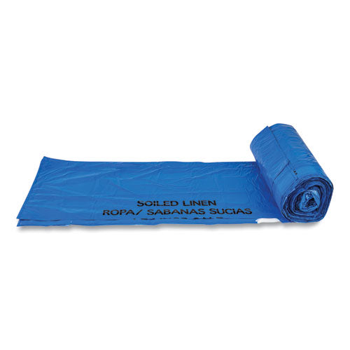 Image of Inteplast Group Draw-Tuff Institutional Draw-Tape Can Liners, Drawstring, 30 gal, 1 mil, 30.5" x 40", Blue, 25 Bags/Roll, 8 Rolls/Carton