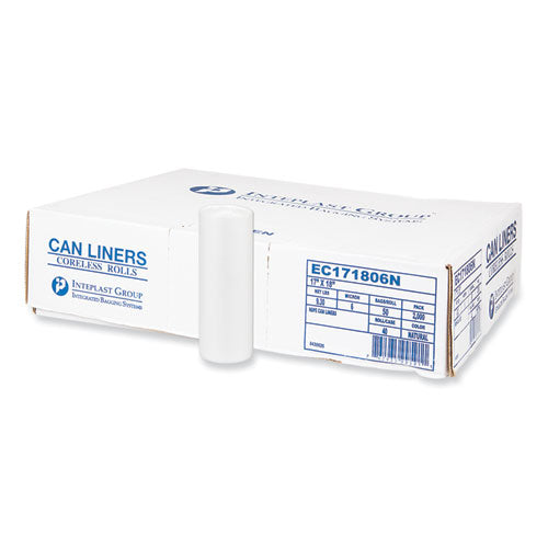 Image of Inteplast Group High-Density Commercial Can Liners, 4 gal, 6 mic, 17" x 18", Clear, Perforated Roll, 50 Bags/Roll, 40 Rolls/Carton