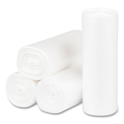 Image of Inteplast Group High-Density Commercial Can Liners, 4 gal, 6 mic, 17" x 18", Clear, Perforated Roll, 50 Bags/Roll, 40 Rolls/Carton